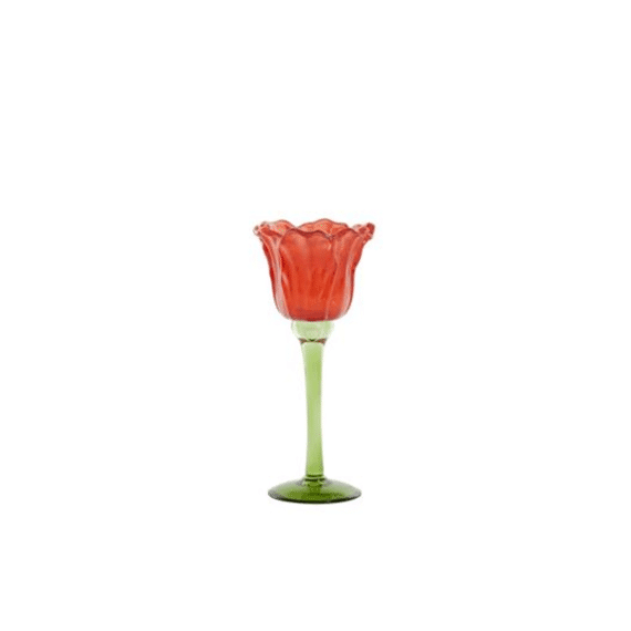 Light and Living Theelichthouder Flowaly Green Red 22,5cm