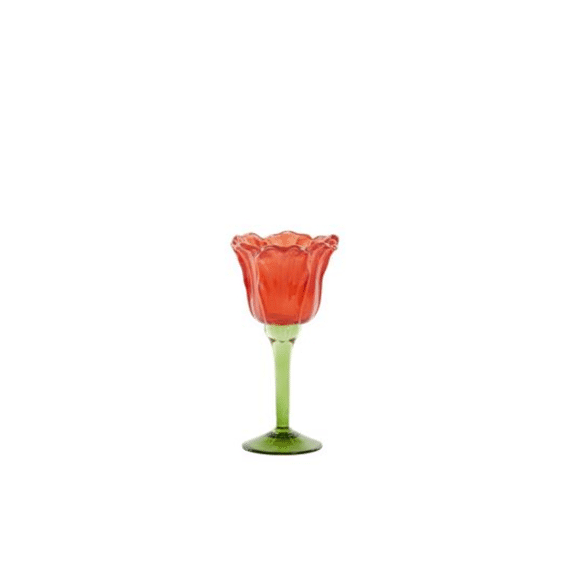 Light and Living Theelichthouder Flowaly Green Red 19cm