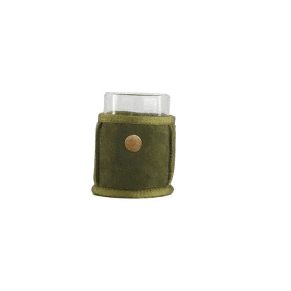 Kywie Koozie Flesjes/Blikjeskoeler met Schapenwol Khaki Suede