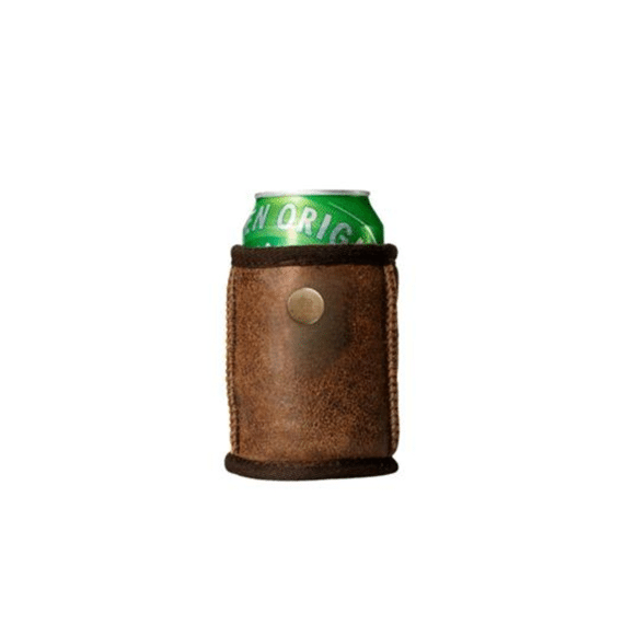 Kywie Koozie Flesjes/Blikjeskoeler met Schapenwol Brown Leather