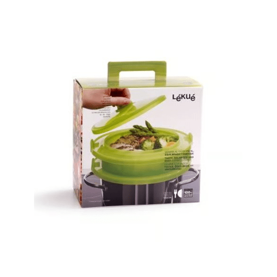 Lekué Magnetron Stapelbare Stoompan uit Silicone Groen