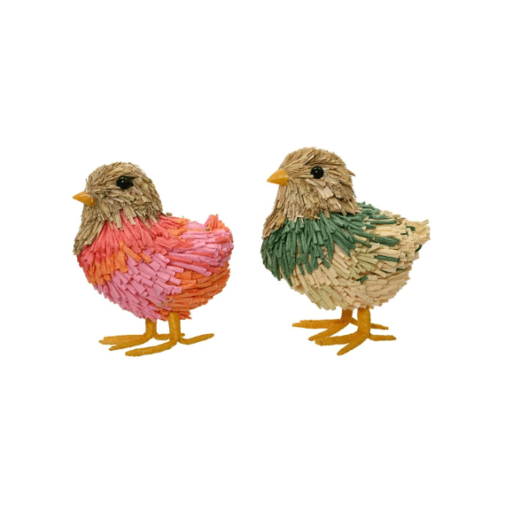 Decoratie Figuur Kuiken Papiertouw 8x10x12,5cm Assortiment Prijs Per Stuk