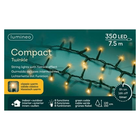 Kerst Led Compact Lights 750cm 350 Lampjes Groen Klassiek Warm