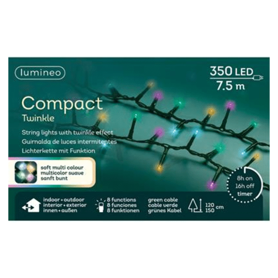 Kerst Led Compact Lights 750cm 350 Lampjes Groen Soft Multi