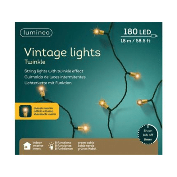 Kerst Led Vintage Lights 1790cm 180 Lampjes Groen Klassiek Warm