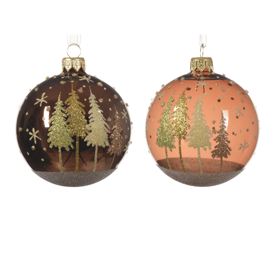 Kerstbal Glas Trees Set 6stuks 8cm