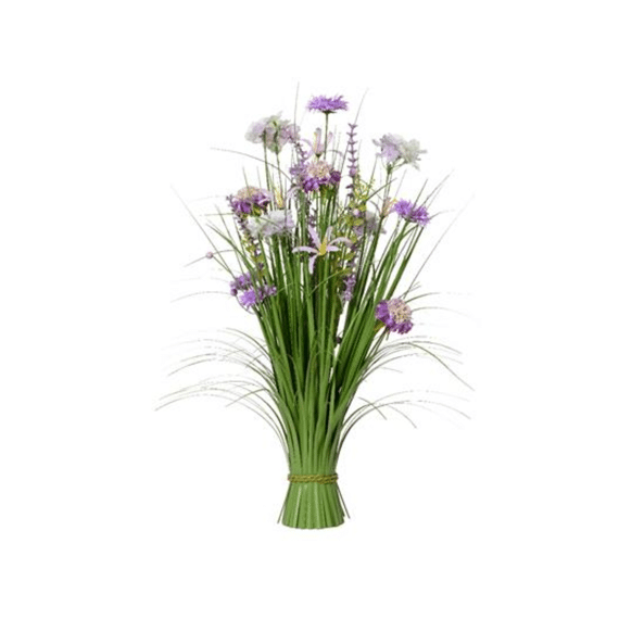 Kunstplant Bundel Gras Met Chrysant En Katoenbloem 70cm