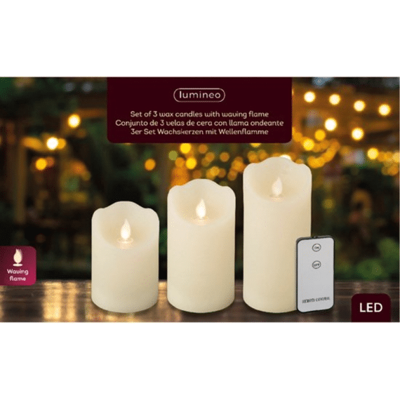 Led Waving Kaarsen Set 3st Creme