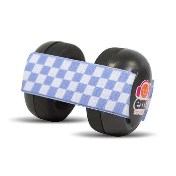 EM'S For Kids Gehoorbeschermers Baby Black With Band White Blue Blocks