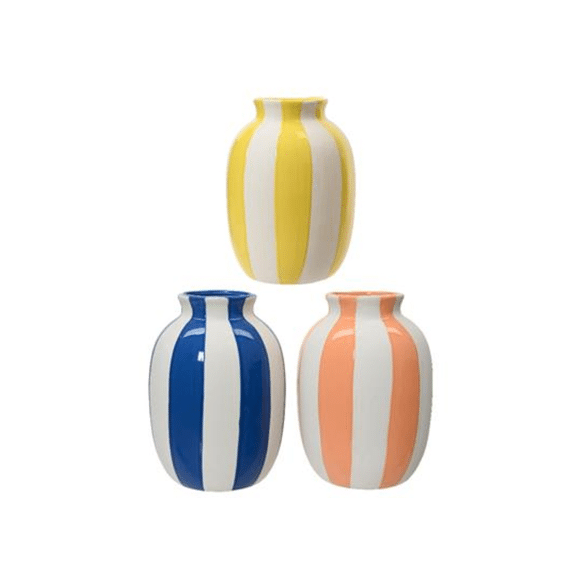 Vaas Gestreept 13,5x21cm Assortiment Prijs Per Stuk