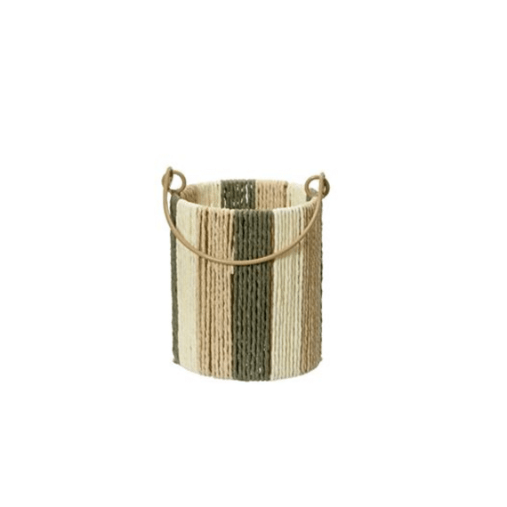 Windlicht Papiertouw Groen Small 11x13cm