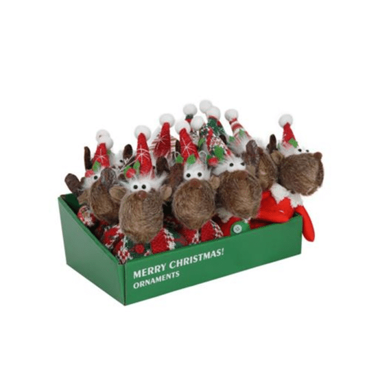 Kerst Hanger Rendier met Muts Assortiment Prijs Per Stuk