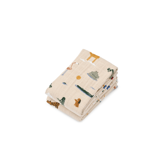 Liewood Tetradoeken Lewis 2-pack 70x70 Around the World Sandy