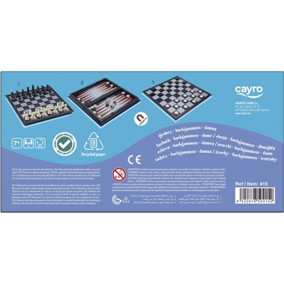 Spel Cayro Magnetisch Schaken, Dammen en Backgammon