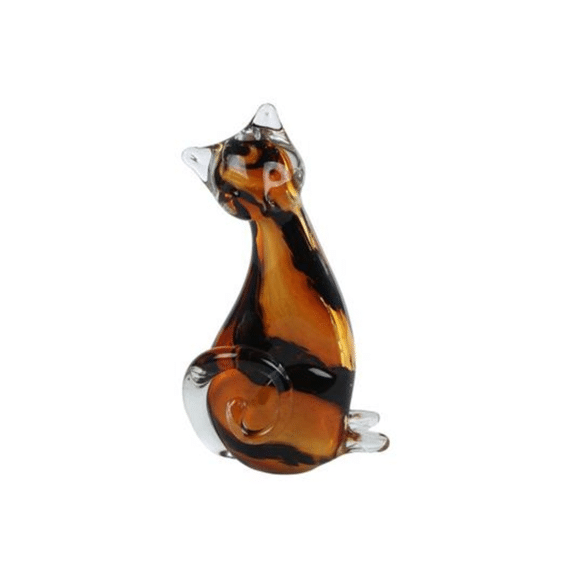 Sculptuur Kat Amber Zwart Glas 12x6x21cm