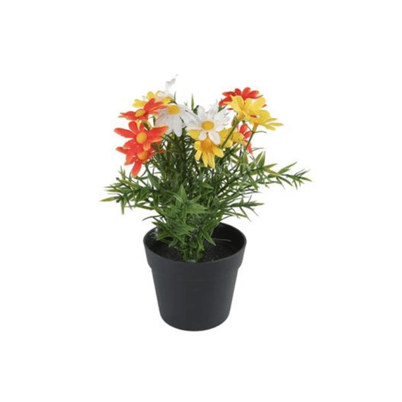 Kunstplant Chrysant Wit Geel Oranje 9,5x25cm