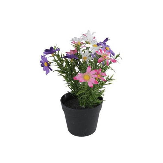 Kunstplant Chrysant Wit Roze Paars 9,5x25cm