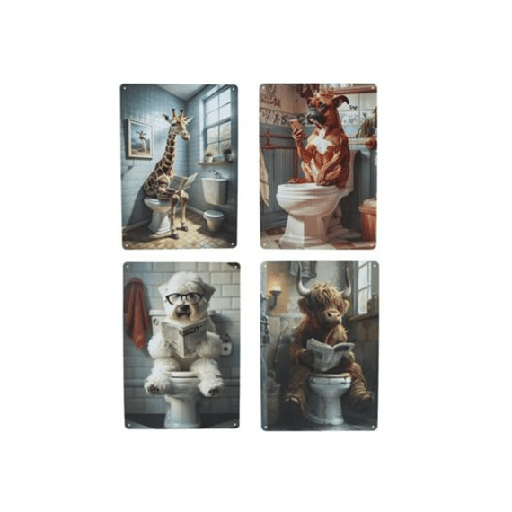 Wanddecoratie Animals Toilet 20x30cm Assortiment Prijs Per Stuk