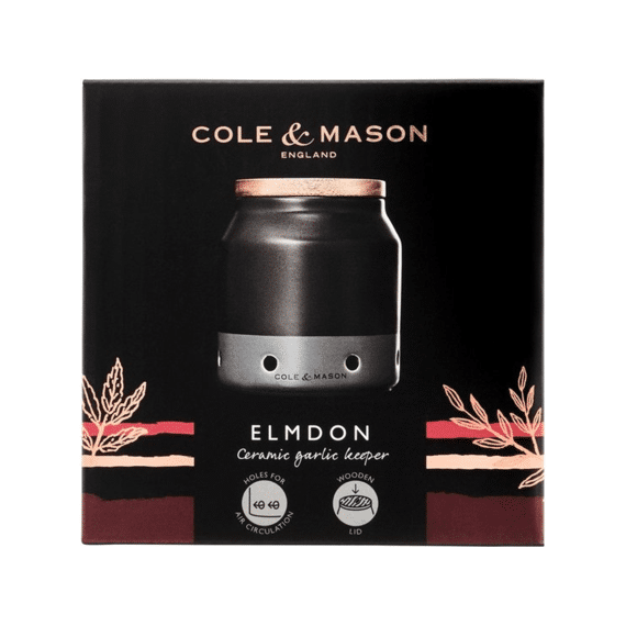 Cole and Mason Elmdon Knoflookhouder Keramisch 11x11cm Zwart