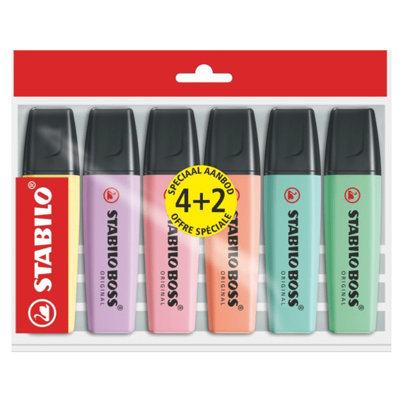 Stabilo Boss Pastel Markeerstiften In Eco Etui 4+2
