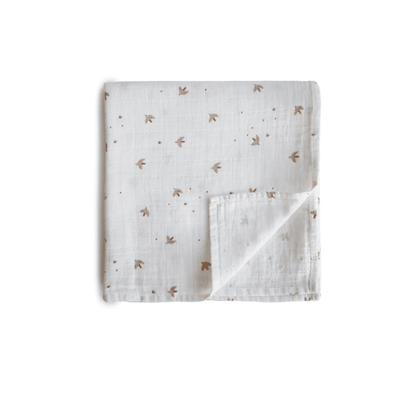Mushie Swaddle 120x120 Sparrow