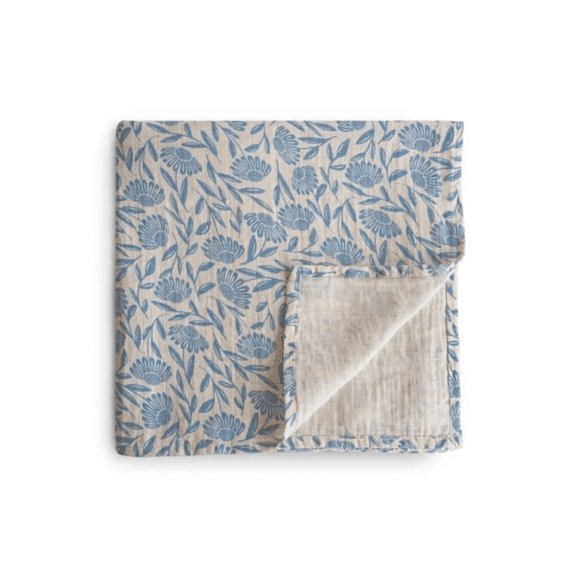 Mushie Swaddle 120x120 Blue Flowers