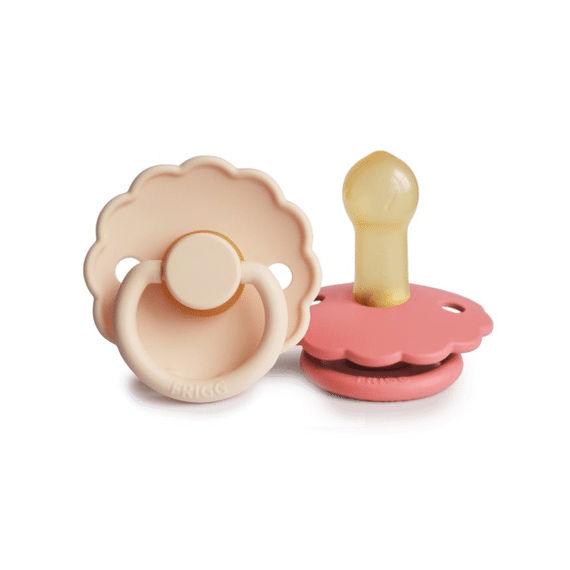 Frigg Fopspeen T1 Latex Daisy 2-pack Pink Cream/Poppy