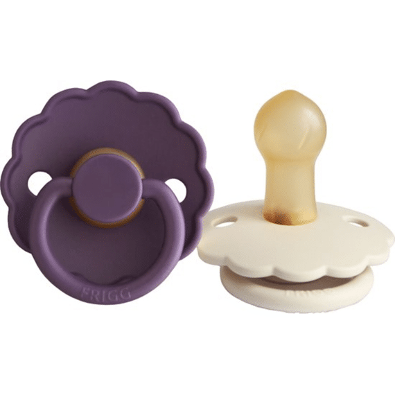 Frigg Fopspeen T1 Latex Daisy 2-pack Violet Dream / Cream