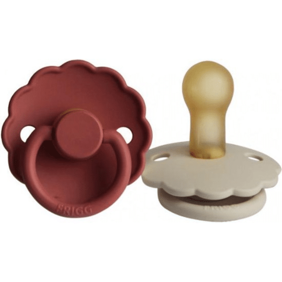 Frigg Fopspeen T2 Latex Daisy 2-pack Baked Clay Cream