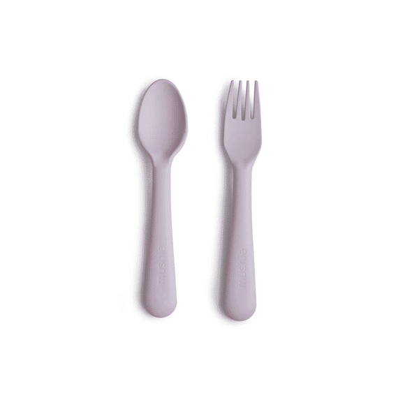 Mushie Vork en lepel  Soft Lilac