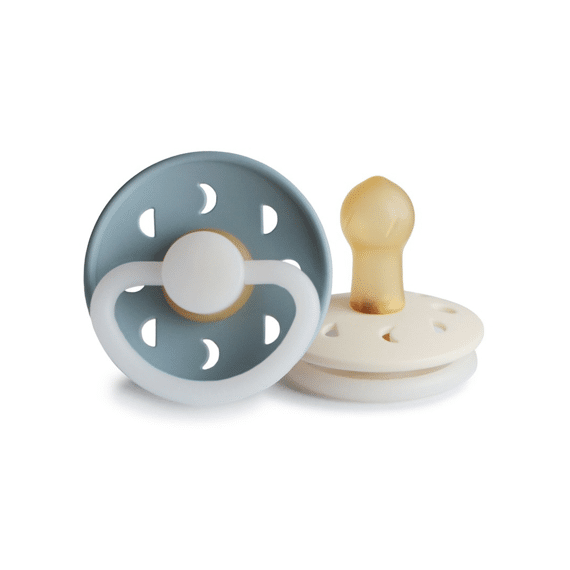 Frigg Fopspeen T1 Moon Night Latex 2-pack Stone Blue/ Cream