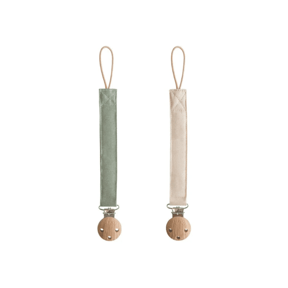 Mushie Fopspeenkoord Linnen 2st Olive/Shifting Sand