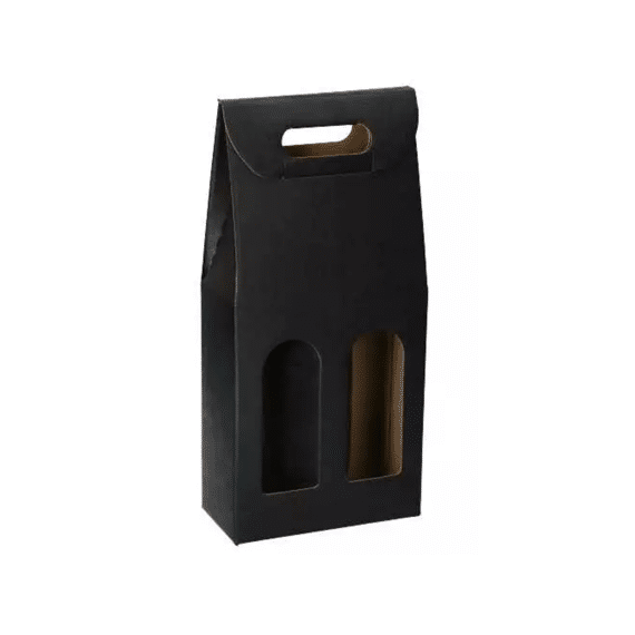 Flessentas Luxe 2 Flessen Zwart 18x9x38,5cm