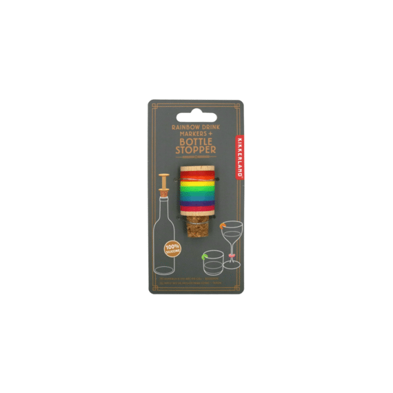 Kikkerland Rainbow Glasmerkers + Flessenstop