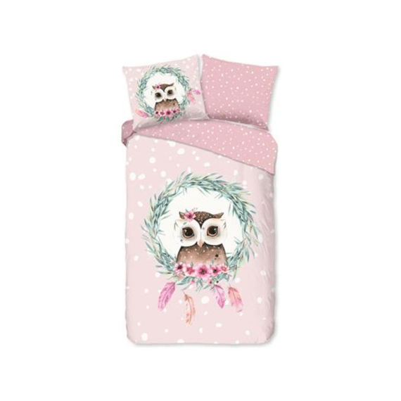 Good Morning Dekbedovertrek 140X220 Owli Pink