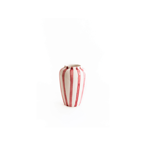 Val Pottery Vaas Funky Flower Wit Roze Large 8x20cm
