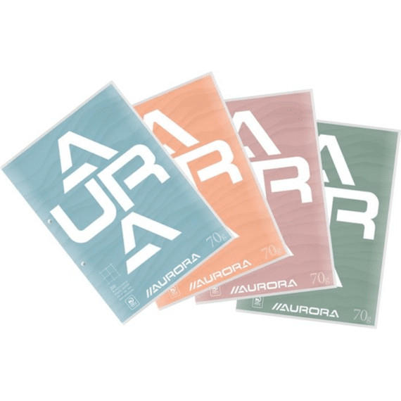 Cursusblok A4 Geruit 2 Gaten 70gr Aurora Assortiment