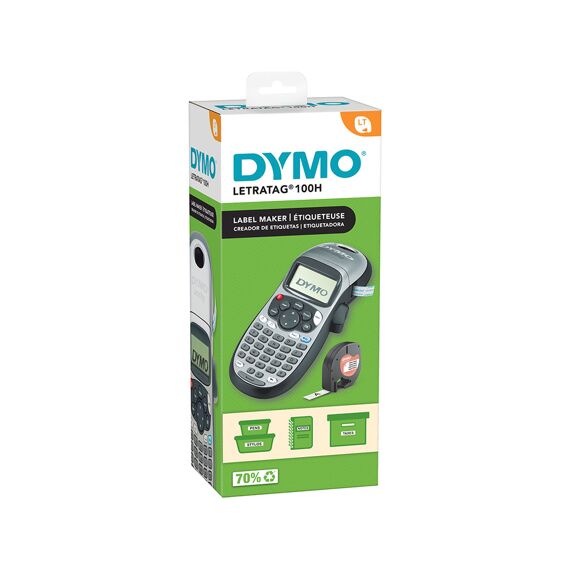 Dymo Letratag Silver LT100H ABC Toetsenbord Incl Startertape +4AA
