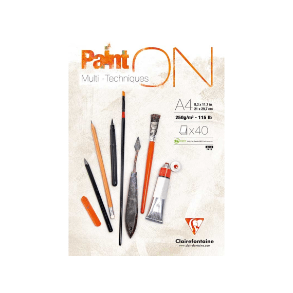 Tekenblok Paint On 250g 210x297mm 40bl Wit