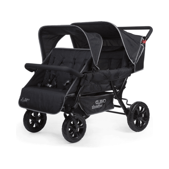 Childhome Buggy 2 BY 2  Black ( 4 Kids) Regenbekleding en Beschermhoes inbegrepen