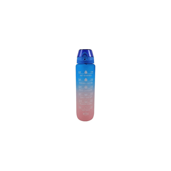 Motiverende Waterfles 1000ml Blauw - Roze