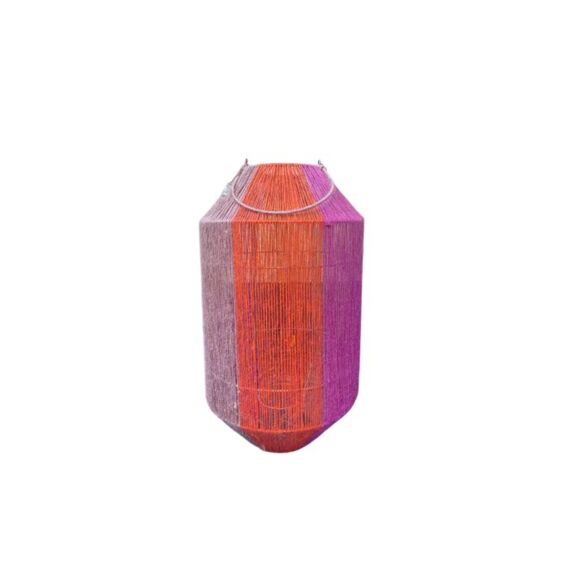 Lantaarn Jute Naturel Oranje Fuchsia 34x60cm