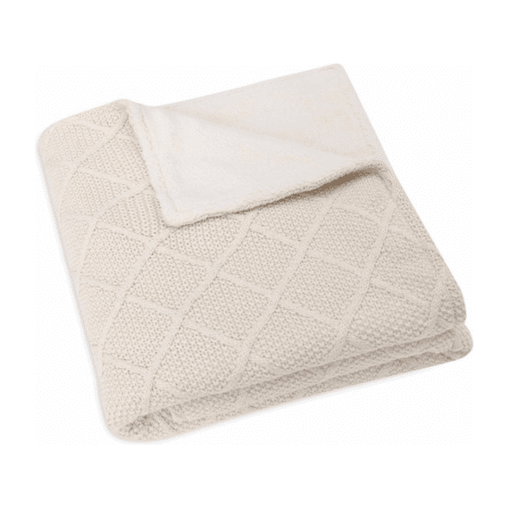 Jollein Deken Bed Gebreid Fleece 100x150 Check Knit Oatmeal