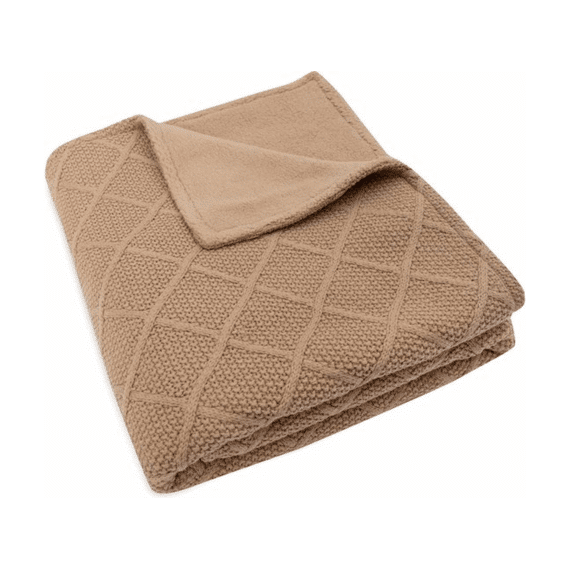 Jollein Deken Bed Gebreid Fleece 100x150 Check Knit Biscuit
