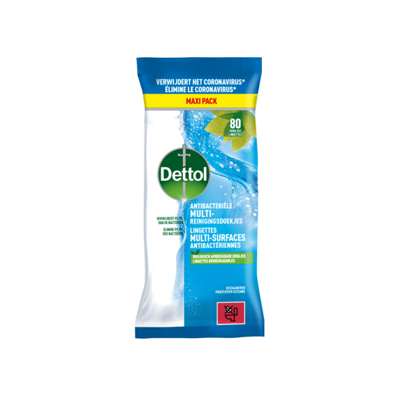 Dettol Reiniger Doekjes Antibacterieel Multi-oppervlakken Ocean 80 Stuks