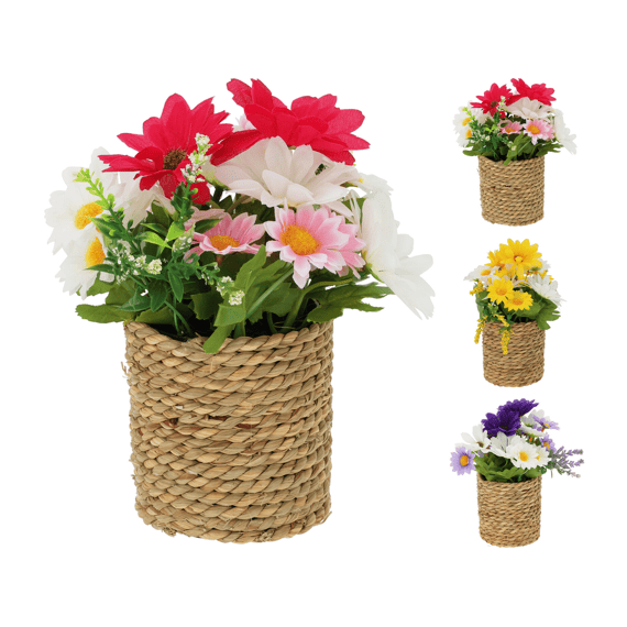 Bloemen In Zeegras Mand 15x20cm Assortiment Prijs Per Stuk