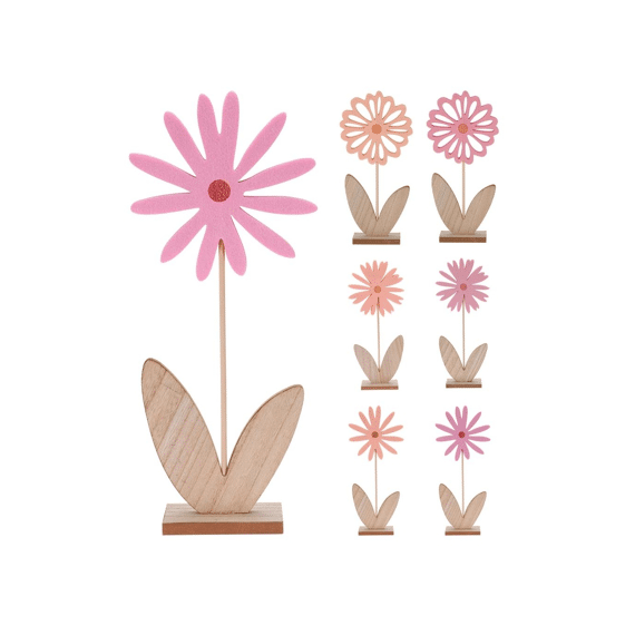 Decoratie Figuur Bloem Vilt Op Voet 32cm Assortiment