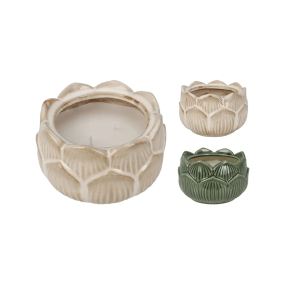 Kaars In Potje Lotus 12x7,8cm Assortiment