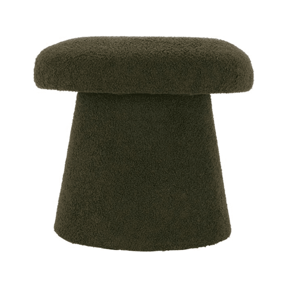 Poef Paddenstoel Teddy 43x38cm Olijfgroen