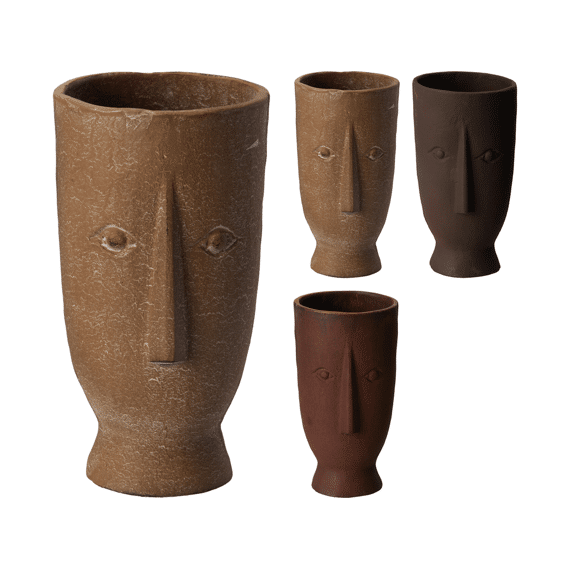 Vaas Aluminium Gezicht Bruin 11x21cm Assortiment
